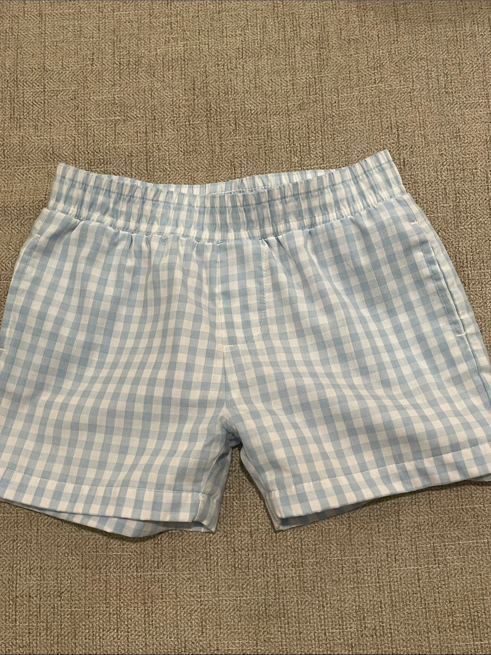 The Beaufort Bonnet Company Light Blue & White Gingham Kids Shorts